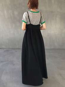 FRIFUL Women's Sleeveless A-Line Dress With Multiple Straps, Solid Color Summer Sundress - Black - View 4