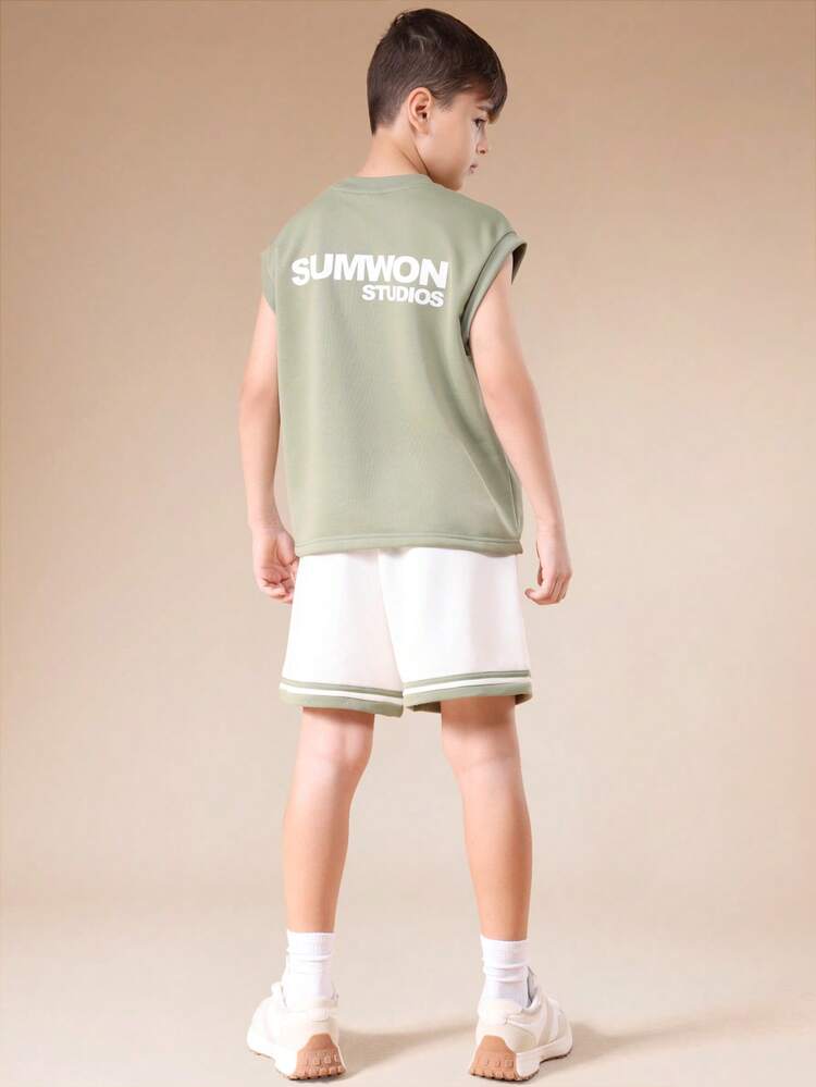 Tank Top And Shorts Set With Graphic Print