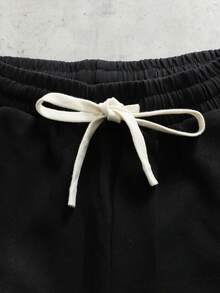 ROMWE MEN Pantalones cortos holgados con efecto desgastado y aplicaciones de rhinestones para hombre - Negro - Ver 5