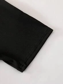 SHEIN 2件套 少女春夏休闲日常居家运动健身瑜伽方领短袖短裤紧身纯色连体裤 - 彩色 - 查看 4