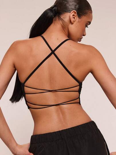 SHEIN BAE Crisscross Backless Sports Bra