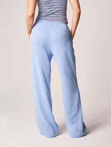 MISSGUIDED Casual Light Drawstring Wide Leg Joggers With Button Front Detail - Blue - View 3