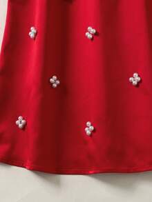 Firerie Kids Vestido de línea A con escote de halter rojo elegante para niña preadolescente - Rojo - Ver 5