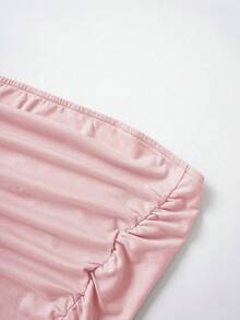 SHEIN Unity Women's Solid Color Pleated Fashionable Versatile Date Night Tube Top - Baby Pink - View 4
