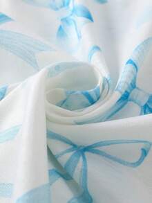 Bộ áo cardigan ngắn tay và quần short màu hồng in nơ dành cho bé gái, chất liệu chống cháy. - Màu xanh nhạt - Xem 4