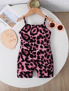 SHEIN Mono de punto con estampado de leopardo para niña - Marrón - Ver 5