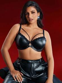 EmpressEnvy 大码时尚性感蕾丝花边文胸 - 黑色 - 查看 3