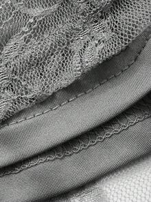 FRIFUL 女士深灰色薄纱蕾丝系带腰身两件套，商务休闲假日装扮 - 灰色 - 查看 3