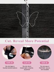 Double Invisible Glueless Remy Butterfly Weft Hair With Micro Beads Double PU Weft Hair Extensions Seamless Invisible Beaded Weft Extensions - S1B - View 7
