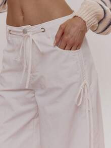 MUSERA 系带阔腿宽松修身裤，可爱少女性感，适合春冬季外出日常穿着，复活节糖果色 - 奶油色 - 查看 5