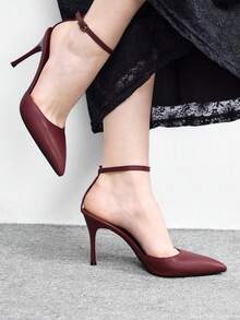 CUCCOO BIZCHIC Women's Pointed Toe Backless High Heel Pumps, Sexy For Spring And Autumn - Burgundy - View 4