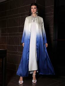 Yasmyna Damblå Ombre Chiffong Långärmad Elegant Leopardmönstrad Abaya, Vår/Sommar - Multifärgad - Visa 3