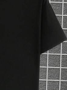 Camiseta Negra de Manga Corta para Hombre Manfinity Roughcore, con Estampado de Ojos y Letras, Estilo Casual y Moderno para el Verano - Negro - Ver 5
