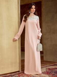 ZEYLAH 亮片装饰阿拉伯连衣裙 - 淺粉色 - 查看 6