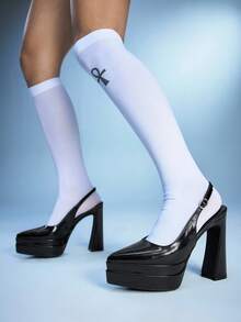 Sugerpunk 女士性感粗跟12厘米高跟凉鞋，PU材质，夏季日常百搭时尚尖头黑色厚底防水桌高跟鞋 - 黑色2 - 查看 3