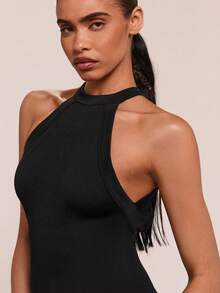 SHEIN BAE Women's Backless Sleeveless Black Seamless Jumpsuit Yoga Jumpsuit Active Wear Jumpsuit Seamless Workout Jumpsuit Yoga Romper - Black - View 5