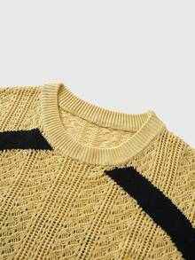 ROMWE MEN Prep Men's Brazil Flag Embroidered Knit Jersey - Yellow - View 4