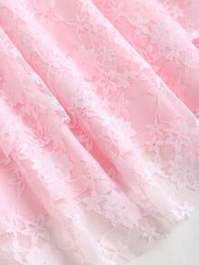 Sweetra Đầm camisole thanh lịch màu trơn phối ren, viền bèo nhún. - Hồng - Xem 5
