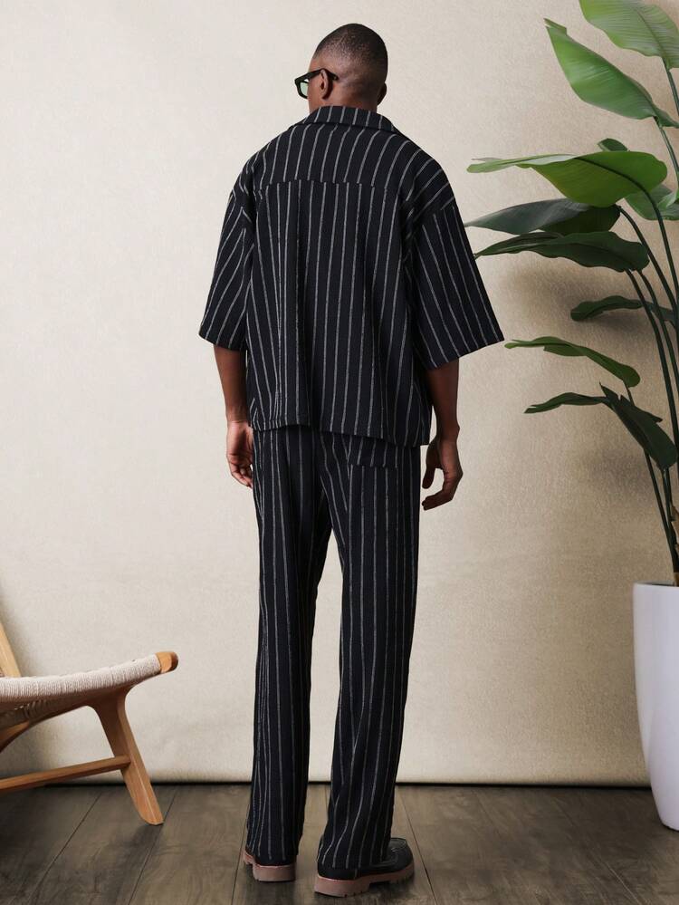 Pinstripe Shirt And Pants Coordinate Set