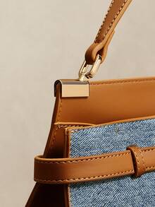 SHECARRY Ladies Handbag, Fine Striped Commuter Bag - Blue - View 7