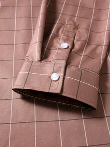 Manfinity Mode Plus Size Men's Casual Versatile Commuter Plaid Shirt - Brown - View 6