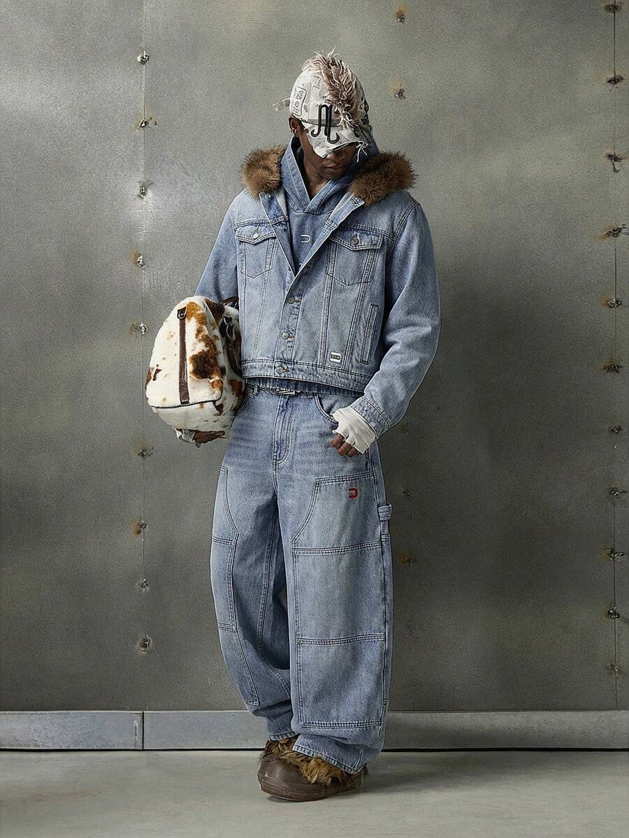 NEON BLANC Lumberjack Slant Pocket Casual Versatile Denim Jeans - Blue - View 1