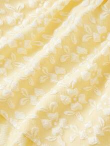 SHEIN MOD 大码刺绣娃娃衫，女士碎花吊带背心，可爱度假浪漫风荷叶边上衣，黄色上衣，黄色夏季上衣，娃娃衫，女士黄色荷叶边上衣，黄色吊带背心，黄色奶油色上衣，黄色娃娃衫，女士上衣，夏季，节日，海滩，婚礼，度假 - 黃色 - 查看 4