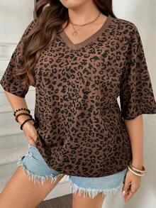 SHEIN LUNE Camiseta verde de bolsillo de talla grande para el Día de San Patricio, estilo boho para vacaciones de primavera, festival rave, estilo "old money" para mujeres, top marrón para mujeres para vacaciones, playa, vacaciones, Pascua, primavera, verano - Multicolor - Ver 4