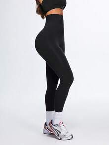 Eassivo Eassivo Women's Casual High Waist Slimming Shaping Leggings - Black - View 5