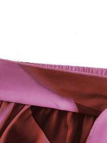 Franclia 加大码前系带全印花半身裙，休闲日常穿着，优雅紫色，适合富裕女性在哈瓦那之夜品酒。 - 彩色 - 查看 4