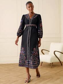 Lilora 女士优雅长款印花连衣裙 - 彩色 - 查看 4