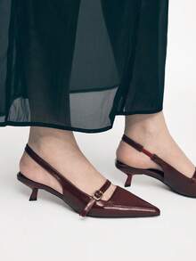 Mnmlis Damen Rückenfreie, bequeme Spitzschuh-Pumps mit 4,5cm Absatz, Berufsanzug passende Damenschuhe in Weinrot - Bordeaux - Übersicht 10