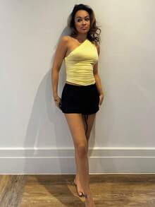 RebeccaVibe 2 件装女士新款亚麻条纹短裤 - 黑與白 - 查看 1