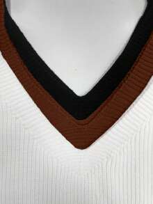 INAWLY Plus Size Solid Color V-Neck Ribbed Knit Sleeveless Fitted Top - Multicolor - View 3