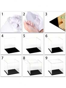 Caja de exhibición de acrílico transparente, caja apilable, caja de figura, soporte de caja de exhibición vertical ensamblable con base negra, caja de polvo de personaje popular, vitrina a prueba de polvo para coleccionables, figuritas y recuerdos. Estuche completo de figura de guante, acrílico, estuche de colección, fácil de ensamblar, resistente a las manchas, guantes, paño de limpieza, caja de acrílico, instrucciones de cuidado, instrucciones - Negro - Ver 7