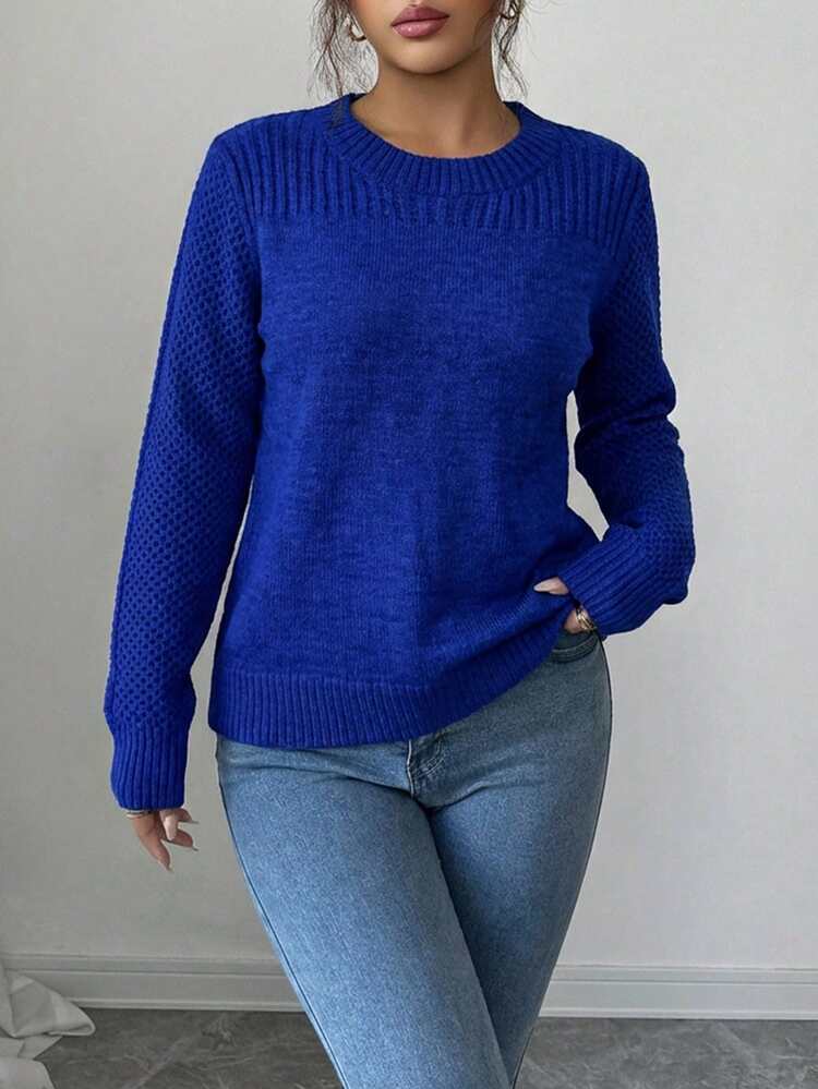 EURMUSE Women's Casual Everyday Solid Color Pullover Sweater, Autumn/Winter,Jumper,Cream Jumper,Jumpers,Christmas Jumper,White Jumper,Black Jumper,Ladies Jumper,Women's Jumpers - Royal Blue - View 1
