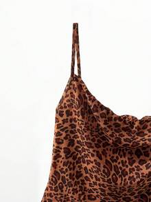 SHEIN Unity Women's Leopard Print Simple Daily Spaghetti Strap Dress Mini Short Women Outfit - Burnt Orange - View 6