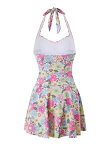 Swim Vcay 女士碎花褶皱沙滩度假泳装裙 - 彩色 - 查看 7