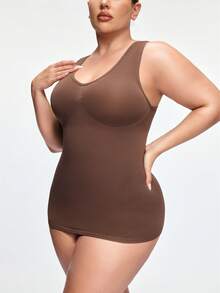 SHAPORA Women's Plus Size Comfortable High Cost-Effective Fashion Portable Shapewear Top, 1pc - Coffee Brown - View 5