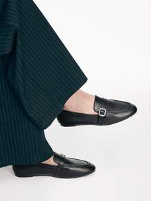 Mnmlis 女士休闲搭扣平底鞋，日常百搭 - 黑色 - 查看 8