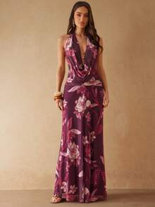 Silquee Women's Floral Print Backless Dress - Rusty Rose - View 2