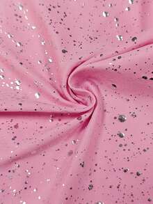 Almamuse Body de mujer de manga larga con cuello redondo, parches de malla metálica brillante y transparente - Rosa - Ver 3