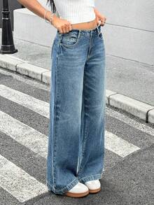 Jeanoix Women's Y2K Casual Denim Jeans - Blue - View 5