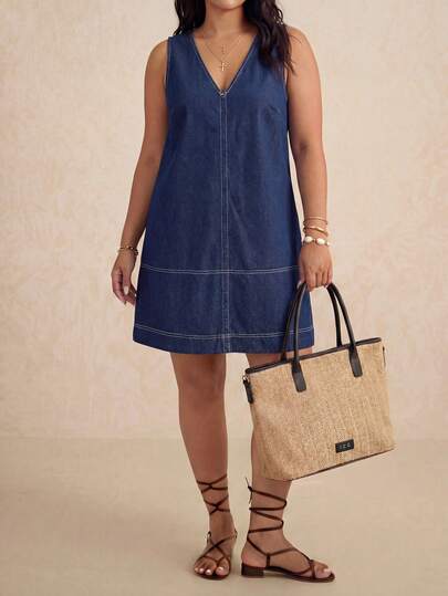  Elaquor Plus Size Women's Sleeveless Casual Dress,Summer Vacation Outfits ,Summer Outfits For Women,Loose And Comfortable