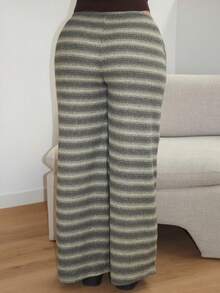 Arliah 女士舒适休闲简约低腰抽绳阔腿裤条纹裤套装舒适裤套装女式休闲裤套装 - 彩色 - 查看 2