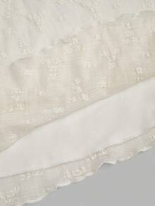 Sweetra Y2K Sexy Strapless Lace Bow Asymmetrical Hem Crop Top - Apricot - View 4