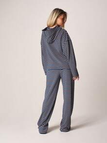Missguided x Playboy Striped Two Piece Hooded Zip Up Jacket And Wide Leg Trouser Coord Set Loungewear - Multicolor - View 3