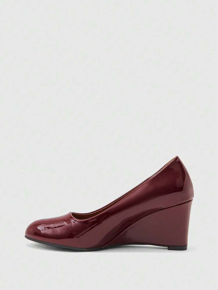 CUCCOO BIZCHIC Women's Round Toe High Heel Leather Pumps, Wedge Heel, Fashionable & Versatile For Work And Casual Wear, All Season