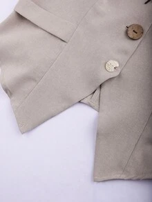 Franclia 大码女式休闲度假杏色亚麻质感无袖衬衫，夏季 - 杏色 - 查看 8