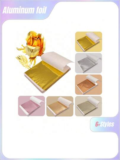 100 件/500 件 9x9 厘米金银玫瑰金箔纸叶镀金适用于 DIY 艺术工艺指甲树脂生日派对婚礼装饰